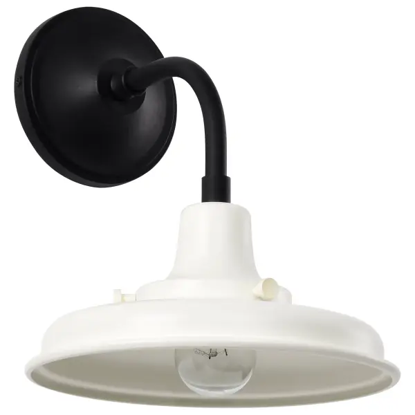 Morris Small Outdoor Wall Lantern in Black with White Shade - Image 1
