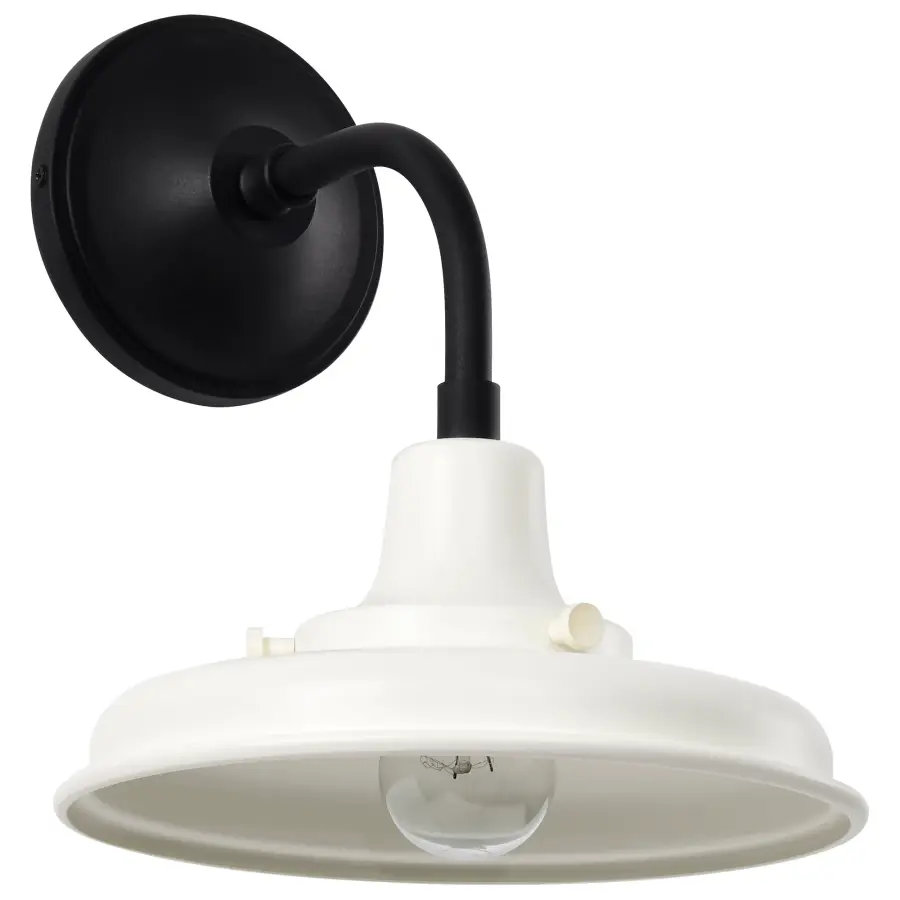 Morris Small Outdoor Wall Lantern in Black with White Shade - Image 1