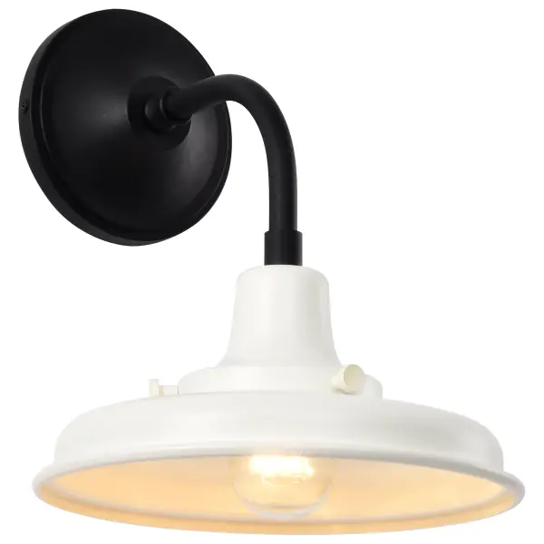 Morris Small Outdoor Wall Lantern in Black with White Shade - Image 2