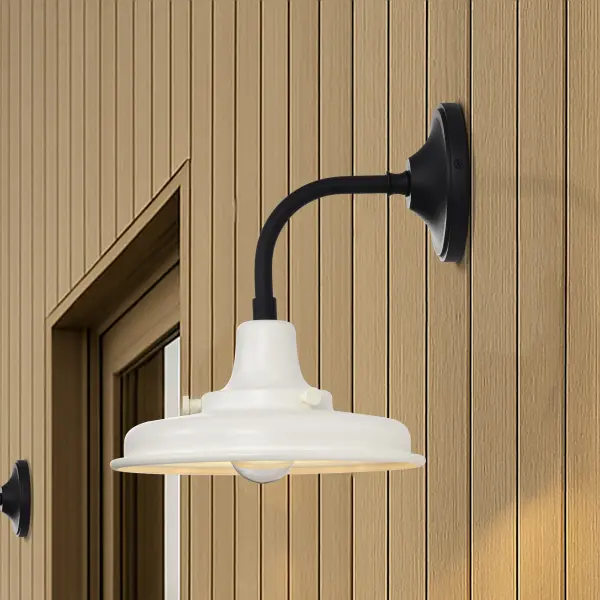 Morris Small Outdoor Wall Lantern in Black with White Shade - Image 20