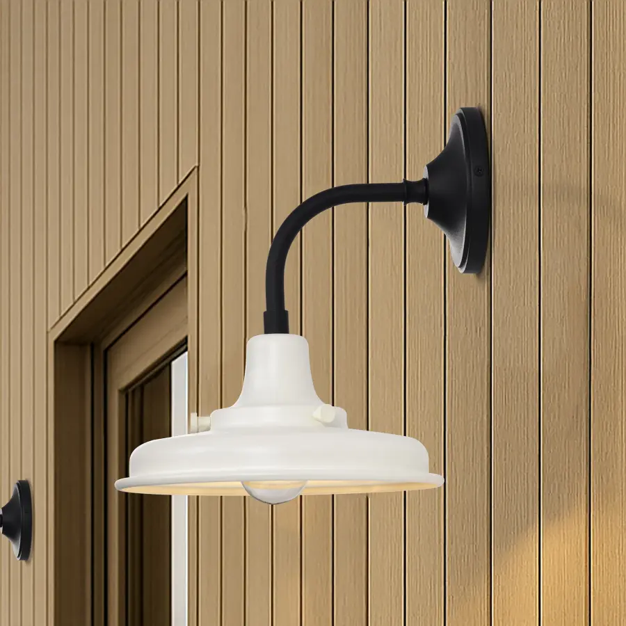 Morris Small Outdoor Wall Lantern in Black with White Shade - Image 20