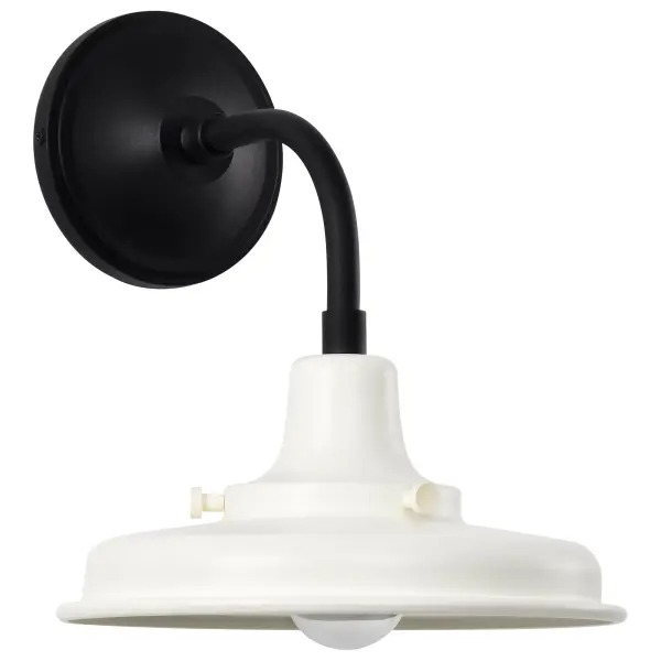 Morris Small Outdoor Wall Lantern in Black with White Shade - Image 3