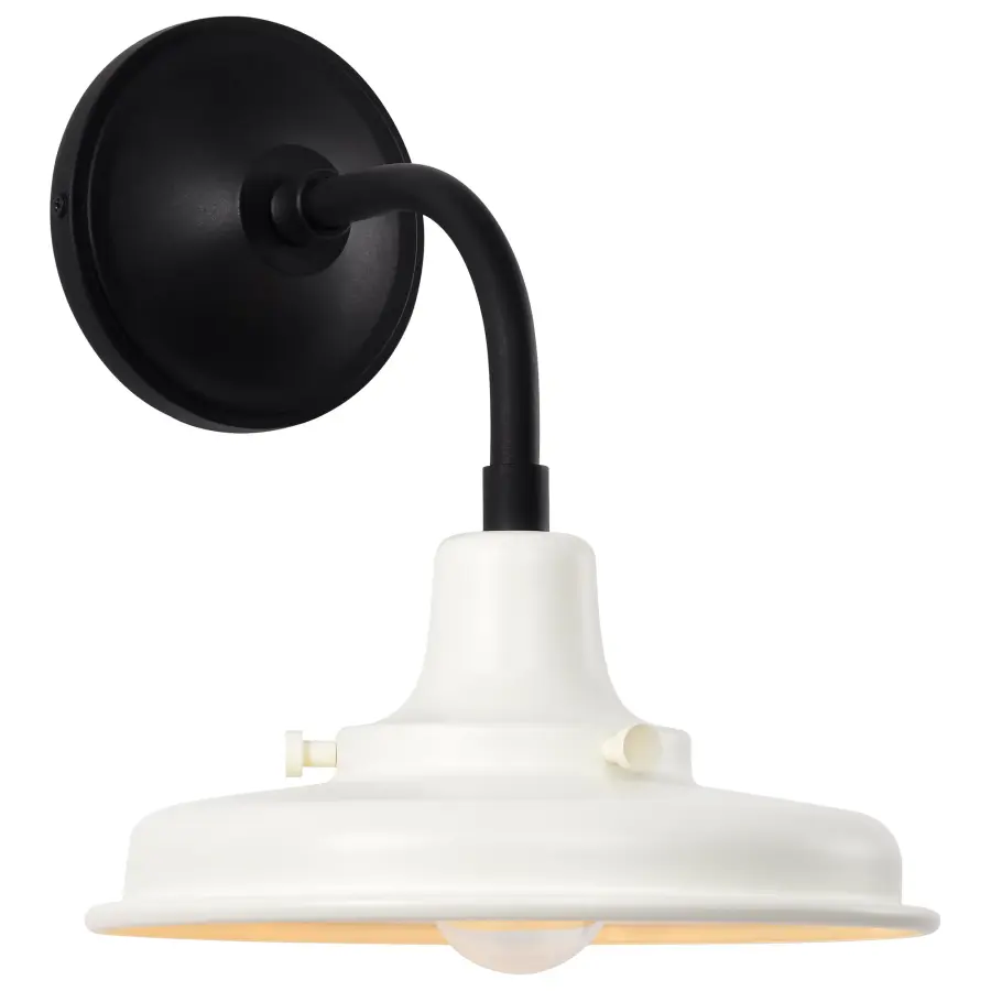 Morris Small Outdoor Wall Lantern in Black with White Shade - Image 4