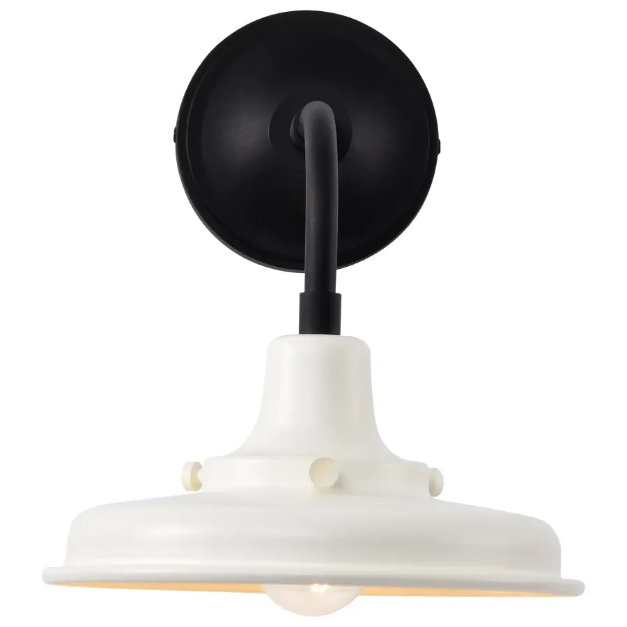 Morris Small Outdoor Wall Lantern in Black with White Shade - Image 8