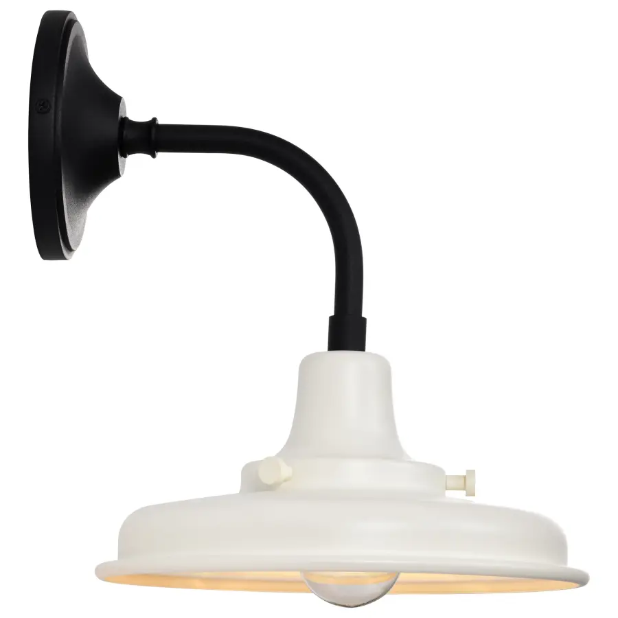 Morris Small Outdoor Wall Lantern in Black with White Shade - Image 10