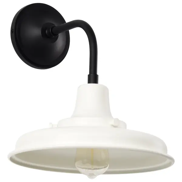 Morris Medium Outdoor Wall Lantern in Black with White Shade - Image 1