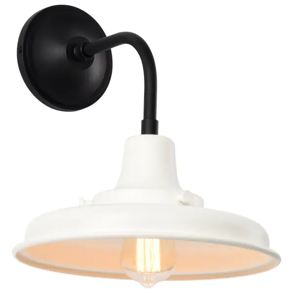 Morris Medium Outdoor Wall Lantern in Black with White Shade - Image 2