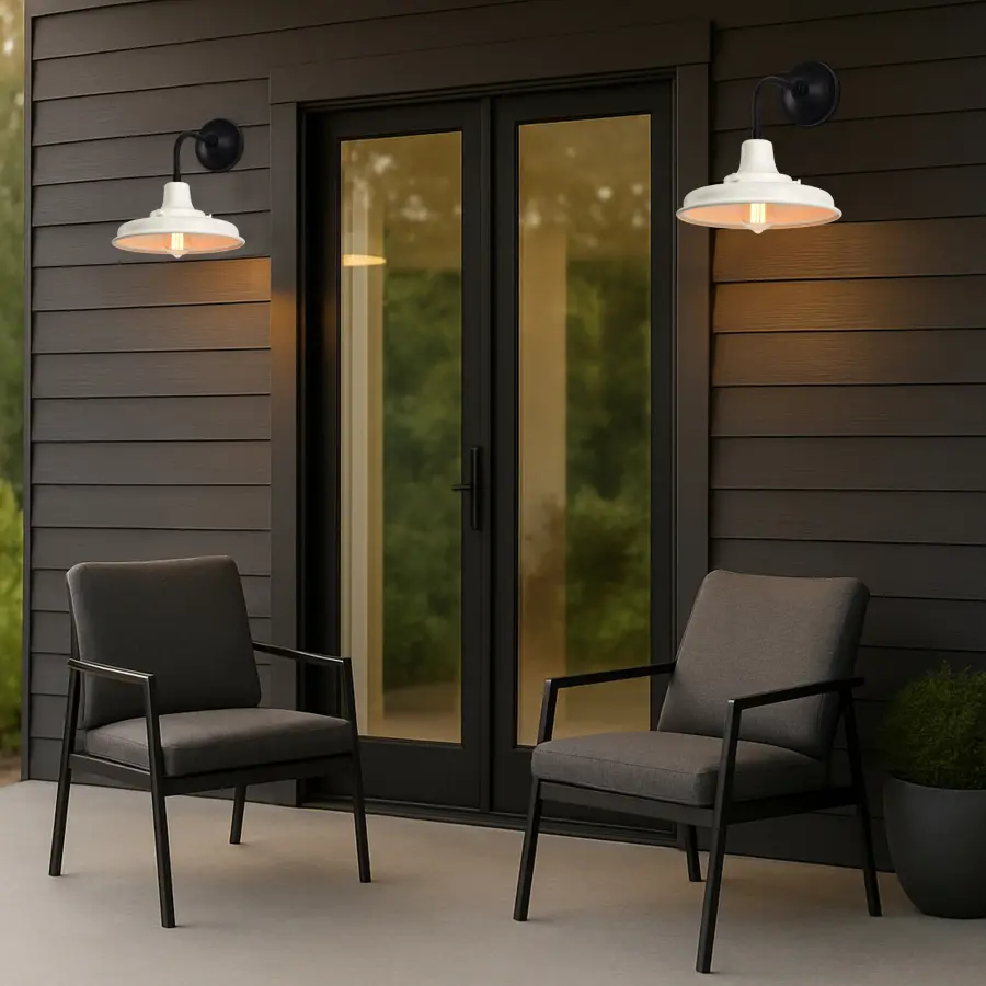 Morris Medium Outdoor Wall Lantern in Black with White Shade - Image 19