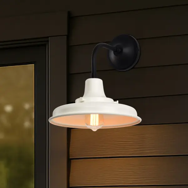 Morris Medium Outdoor Wall Lantern in Black with White Shade - Image 20
