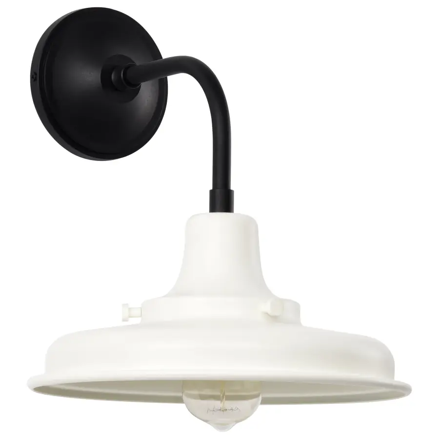 Morris Medium Outdoor Wall Lantern in Black with White Shade - Image 3