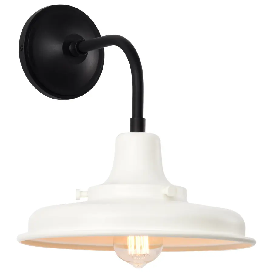 Morris Medium Outdoor Wall Lantern in Black with White Shade - Image 4