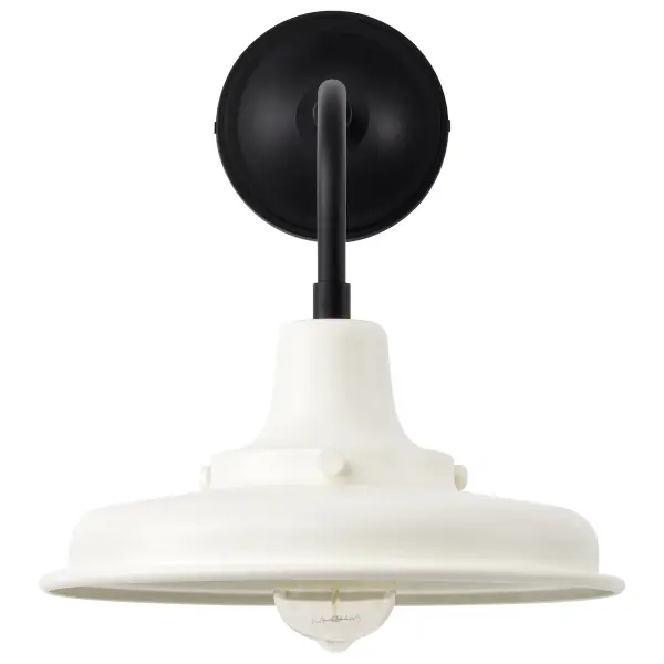 Morris Medium Outdoor Wall Lantern in Black with White Shade - Image 7