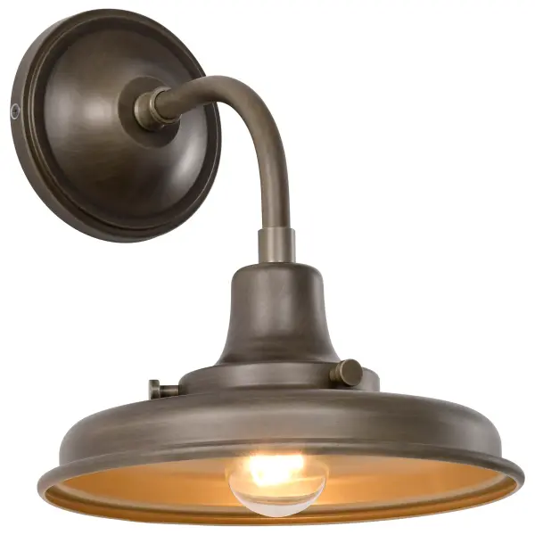 The Morris Small Outdoor Lantern brings countryside charm to your exterior with its classic barn light silhouette and industrial goose neck arm. The burnished bronze finish adds warm vintage appeal perfect for porches and patios. - alternate view