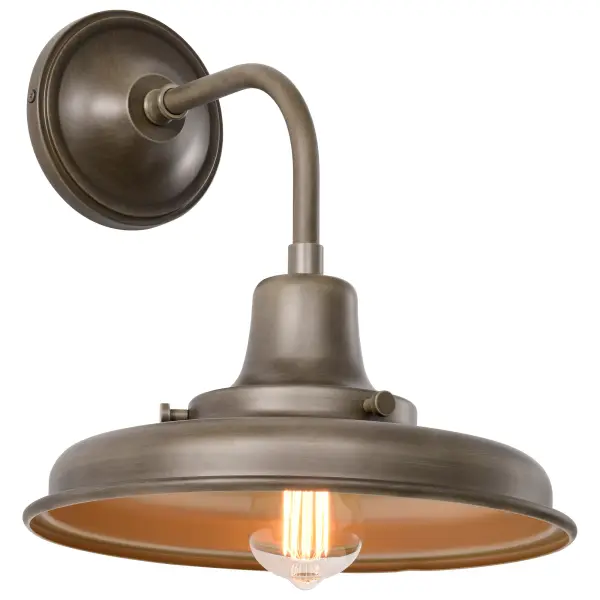 The Morris Medium Outdoor Lantern combines classic barn light design with industrial accents, creating an inviting farmhouse aesthetic. The burnished bronze finish adds warmth and vintage appeal, perfect for porches, patios, and entryways. - alternate view