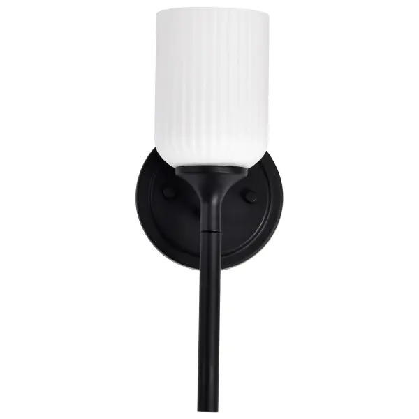 Solara 1-Light Wall Sconce in Matte Black with Frosted Ribbed Glass - Image 11