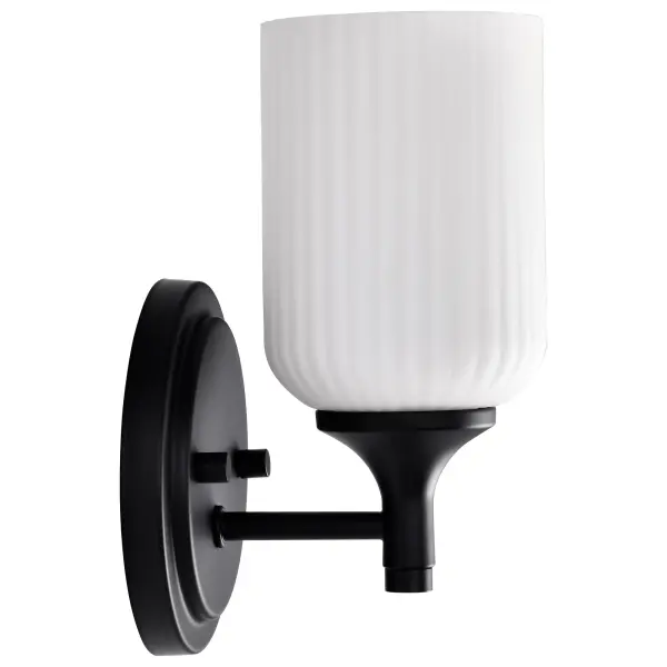 Solara 1-Light Wall Sconce in Matte Black with Frosted Ribbed Glass - Image 13