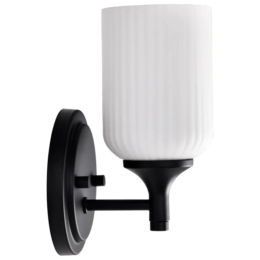 Solara 1-Light Wall Sconce in Matte Black with Frosted Ribbed Glass - Image 13