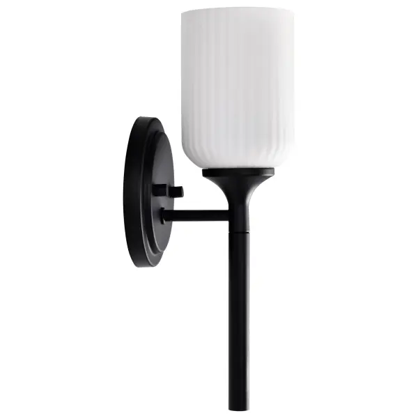Solara 1-Light Wall Sconce in Matte Black with Frosted Ribbed Glass - Image 15