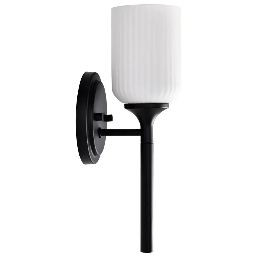 Solara 1-Light Wall Sconce in Matte Black with Frosted Ribbed Glass - Image 15