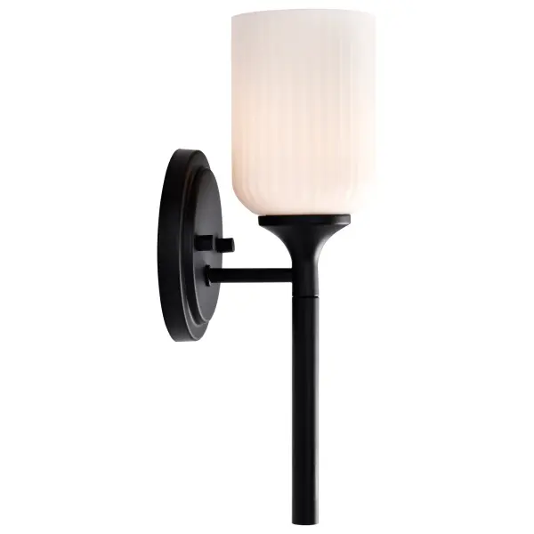 Solara 1-Light Wall Sconce in Matte Black with Frosted Ribbed Glass - Image 16