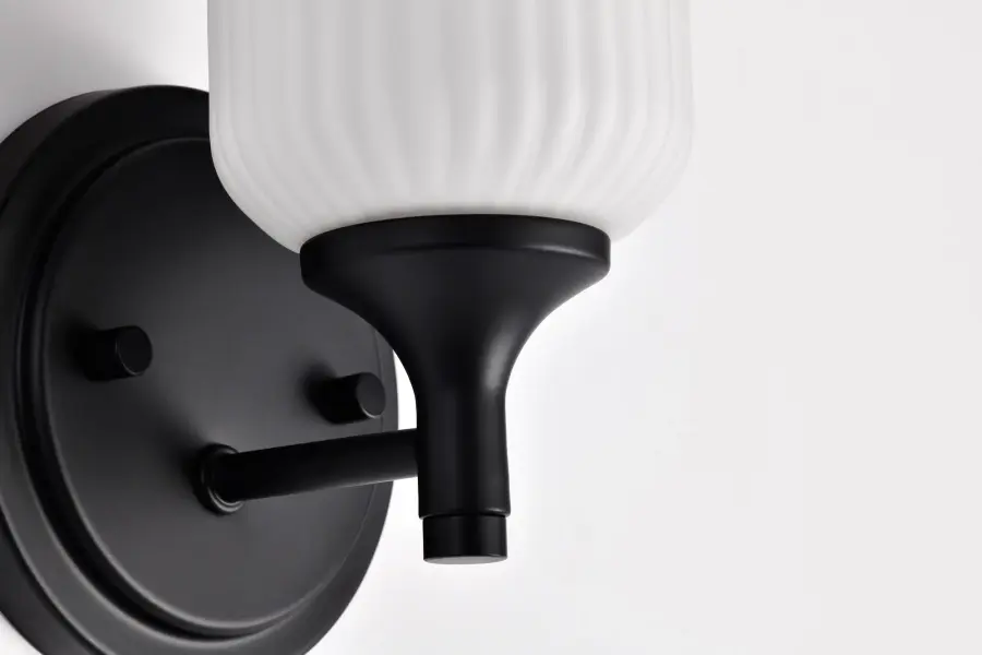 Solara 1-Light Wall Sconce in Matte Black with Frosted Ribbed Glass - Image 17