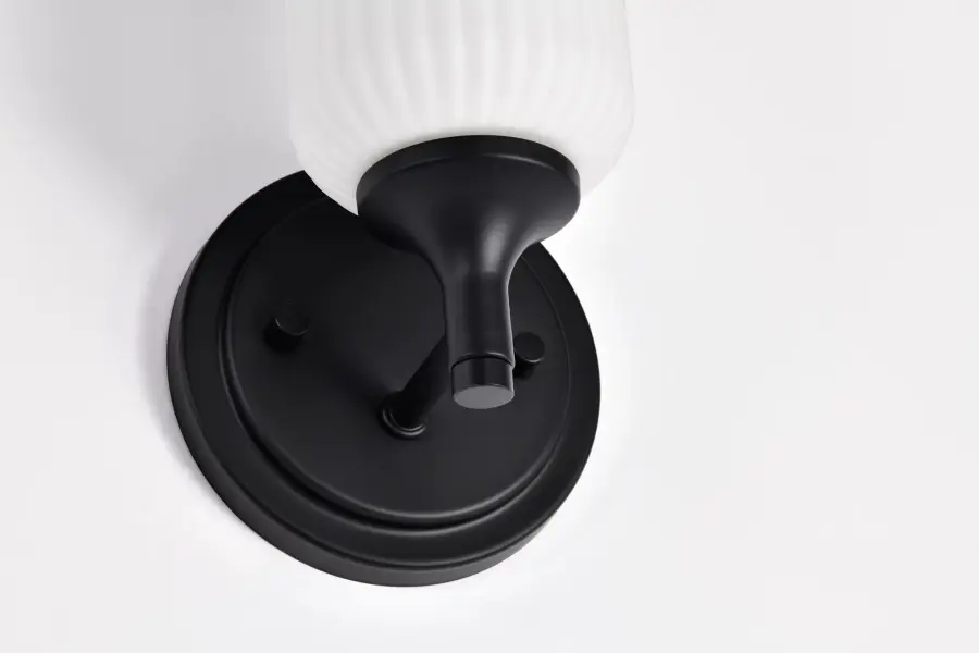 Solara 1-Light Wall Sconce in Matte Black with Frosted Ribbed Glass - Image 19