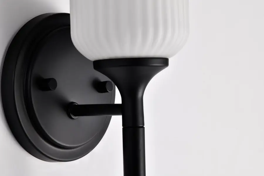 Solara 1-Light Wall Sconce in Matte Black with Frosted Ribbed Glass - Image 23