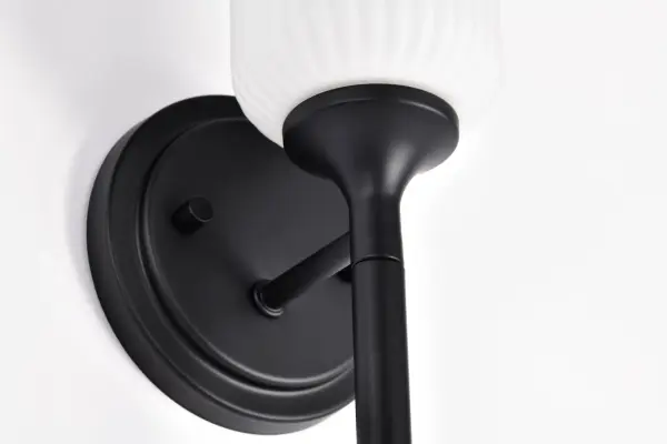 Solara 1-Light Wall Sconce in Matte Black with Frosted Ribbed Glass - Image 25