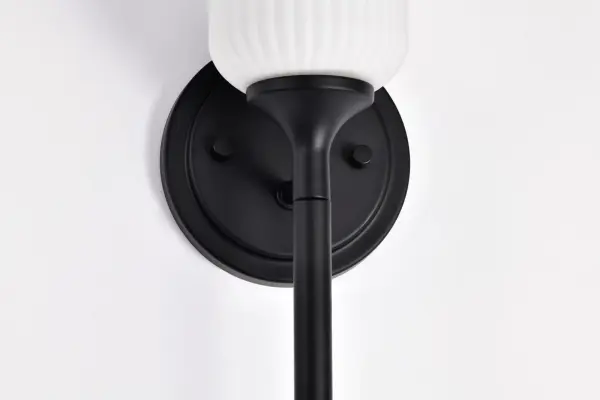 Solara 1-Light Wall Sconce in Matte Black with Frosted Ribbed Glass - Image 26