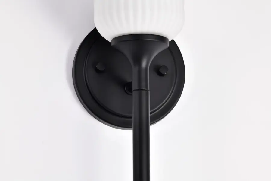 Solara 1-Light Wall Sconce in Matte Black with Frosted Ribbed Glass - Image 26
