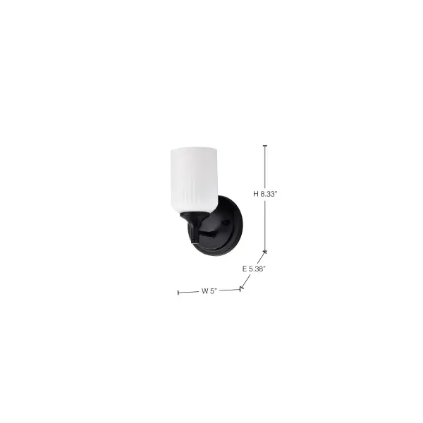 Solara 1-Light Wall Sconce in Matte Black with Frosted Ribbed Glass - Image 27