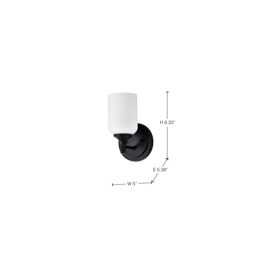 Solara 1-Light Wall Sconce in Matte Black with Frosted Ribbed Glass - Image 27
