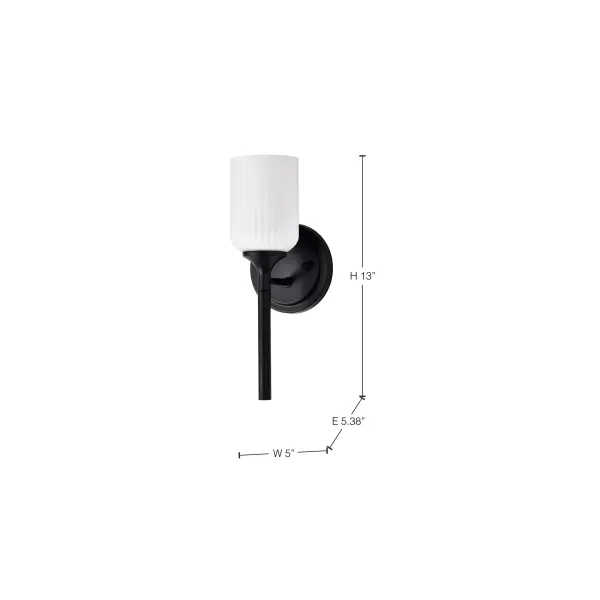 Solara 1-Light Wall Sconce in Matte Black with Frosted Ribbed Glass - Image 28
