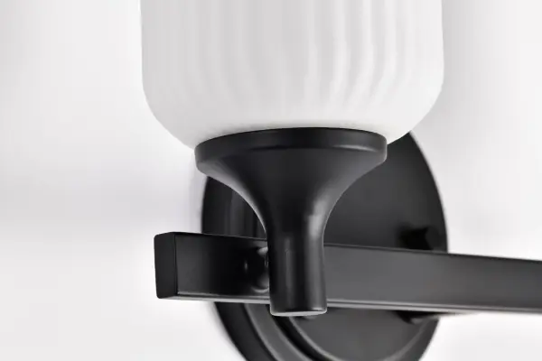 Solara 2-Light Vanity in Matte Black with Frosted Ribbed Glass - Image 12