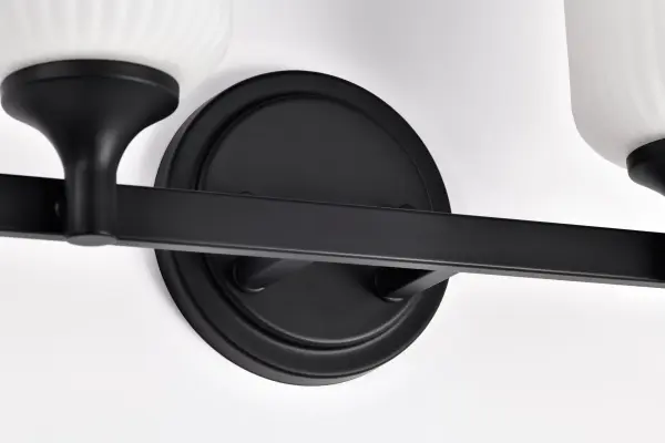 Solara 2-Light Vanity in Matte Black with Frosted Ribbed Glass - Image 13