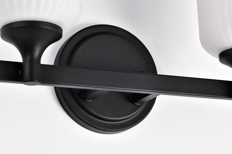 Solara 2-Light Vanity in Matte Black with Frosted Ribbed Glass - Image 13