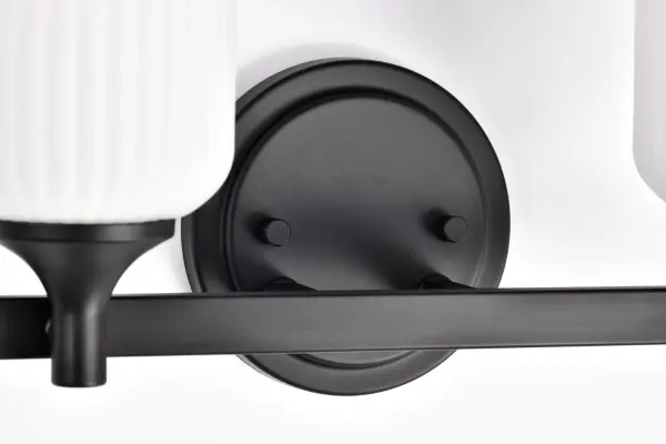 Solara 2-Light Vanity in Matte Black with Frosted Ribbed Glass - Image 14