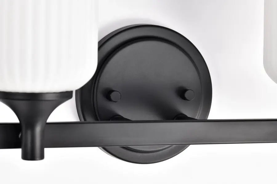 Solara 2-Light Vanity in Matte Black with Frosted Ribbed Glass - Image 14