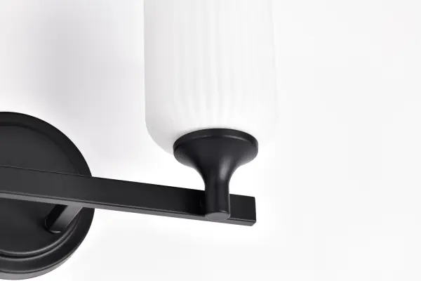Solara 2-Light Vanity in Matte Black with Frosted Ribbed Glass - Image 15