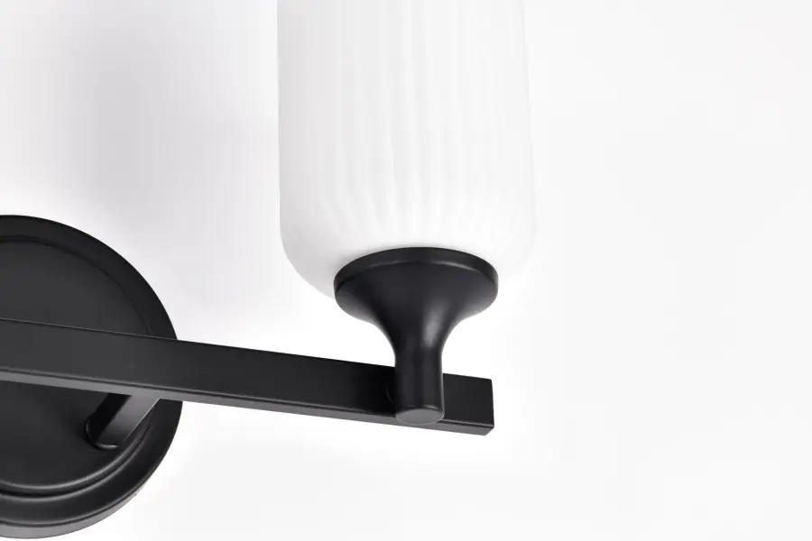 Solara 2-Light Vanity in Matte Black with Frosted Ribbed Glass - Image 15