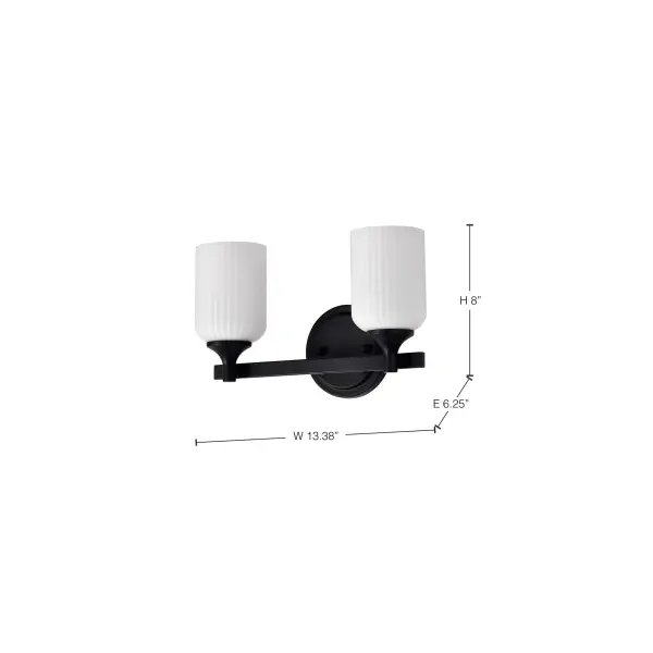Solara 2-Light Vanity in Matte Black with Frosted Ribbed Glass - Image 17