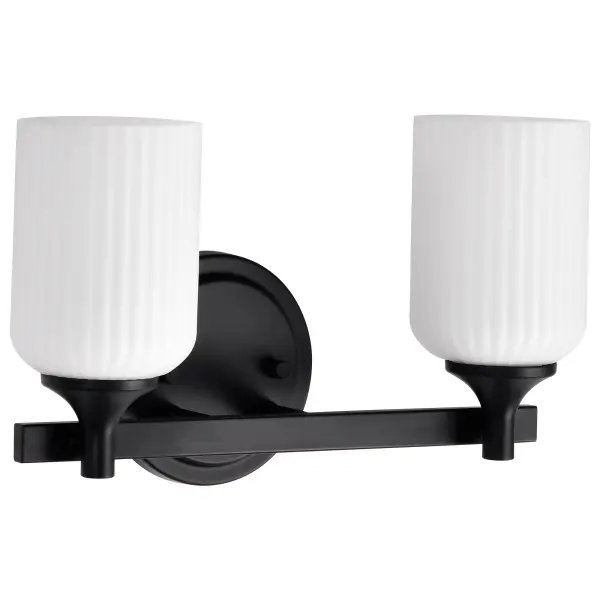 Solara 2-Light Vanity in Matte Black with Frosted Ribbed Glass - Image 5