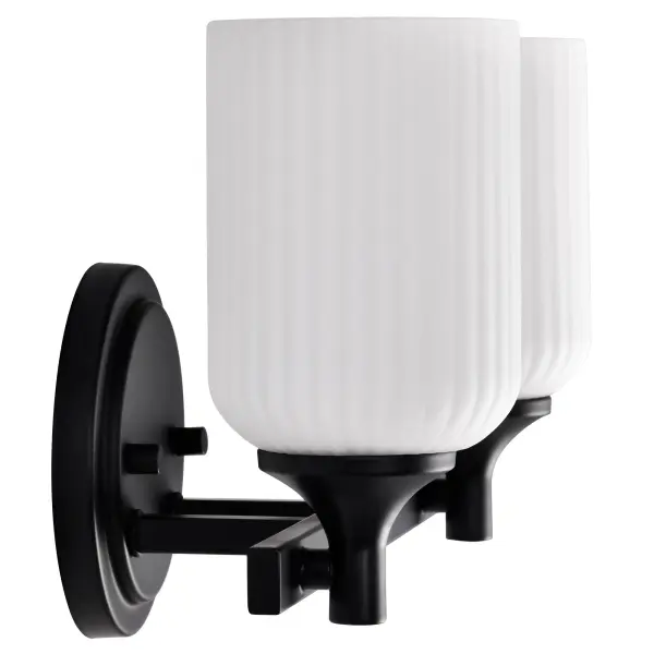 Solara 2-Light Vanity in Matte Black with Frosted Ribbed Glass - Image 9