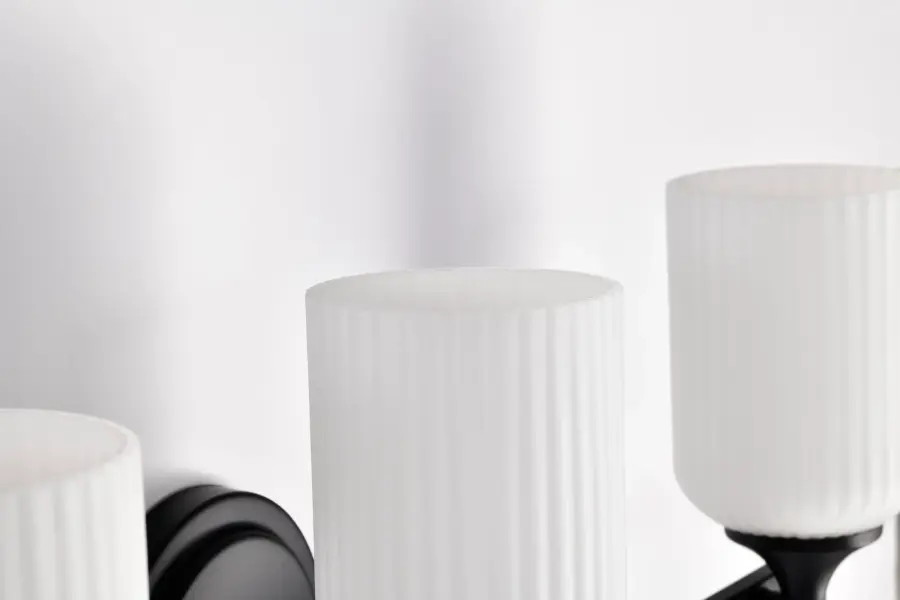 Solara 3-Light Vanity in Matte Black with Frosted Ribbed Glass - Image 12