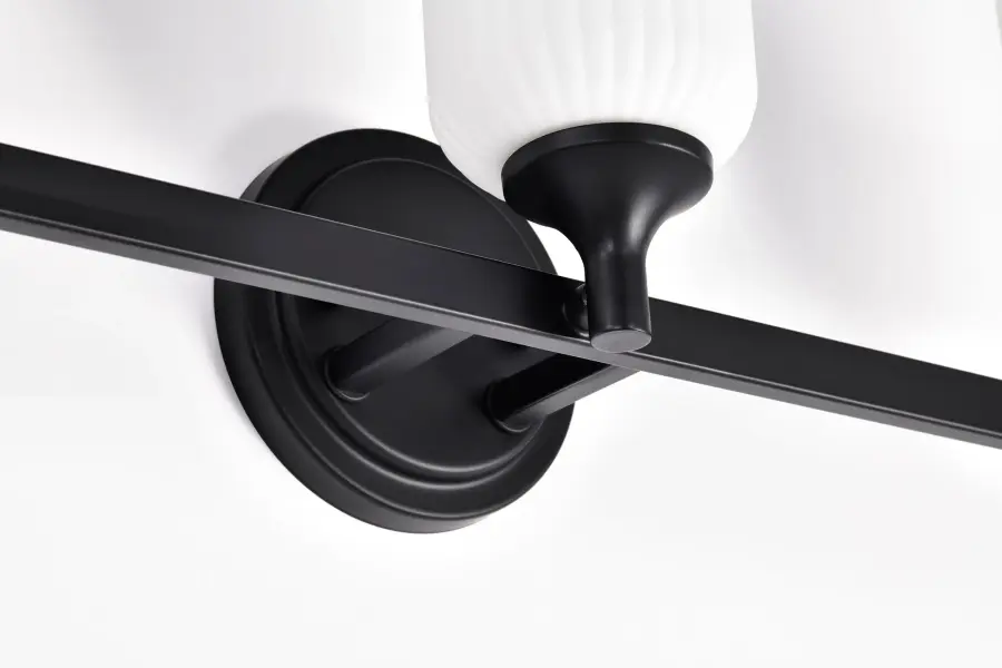 Solara 3-Light Vanity in Matte Black with Frosted Ribbed Glass - Image 14