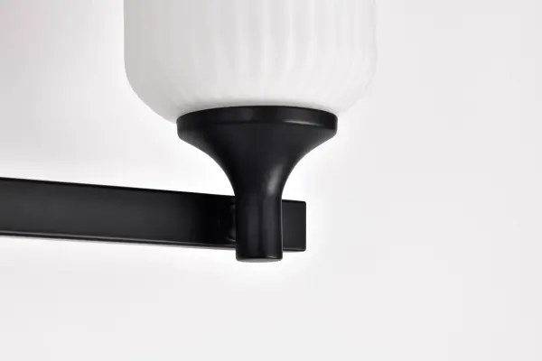 Solara 3-Light Vanity in Matte Black with Frosted Ribbed Glass - Image 16