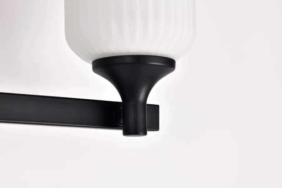 Solara 3-Light Vanity in Matte Black with Frosted Ribbed Glass - Image 16