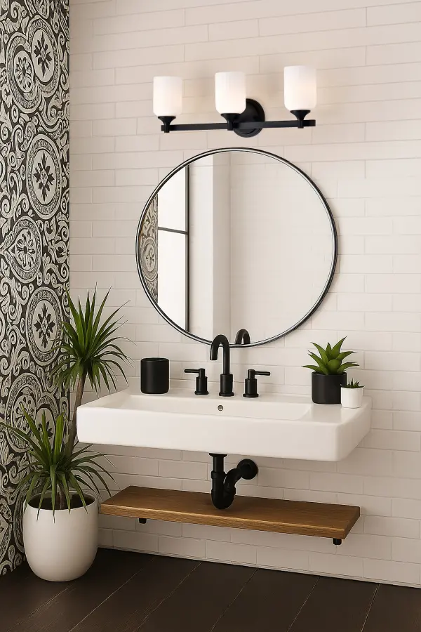 Solara 3-Light Vanity in Matte Black with Frosted Ribbed Glass - Image 19