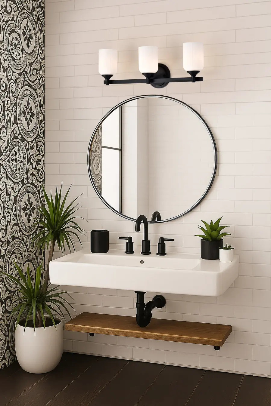 Solara 3-Light Vanity in Matte Black with Frosted Ribbed Glass - Image 19