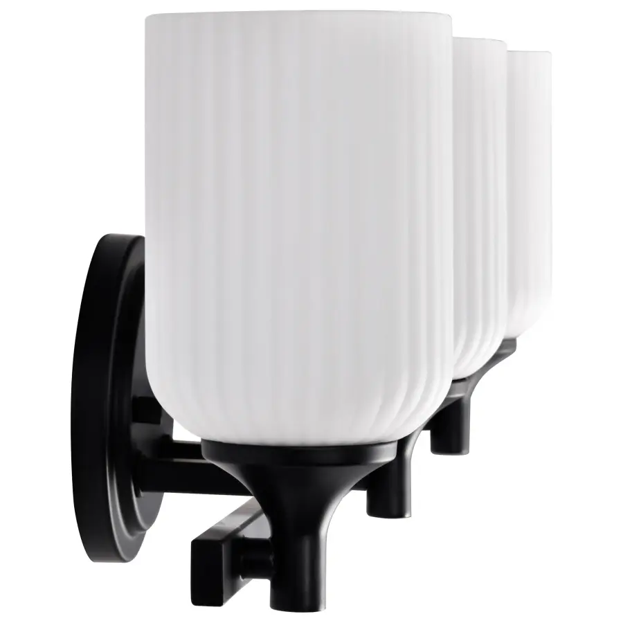 Solara 3-Light Vanity in Matte Black with Frosted Ribbed Glass - Image 9